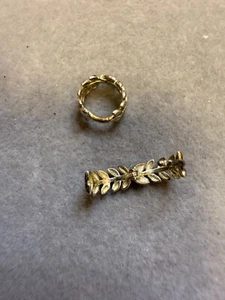 Orecchini a cerchio bohemien classici vintage a forma di alloro tono oro giallo 6104 - Foto 1 di 6