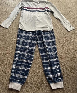 BOYS-PYJAMAS-AGE 10-HEIGHT 140cm-NEXT-BLUE/GREY-PULL CORD WAISTE-LONG TROUSERS - Picture 1 of 7