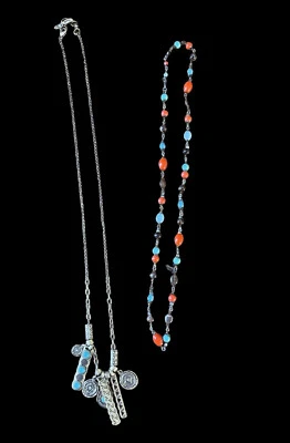 "Collar Cleobella X y Lucky Colaboración Tribal Turquesa Barra Racimo + Cuentas 32""" Foto 1 de 4