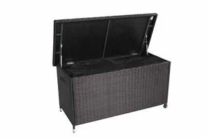 Poly Rattan Kissenbox 121x56x60cm Aufbewahrungsbox Gartenbox Gartentruhe Grau NE - Bild 1 von 7