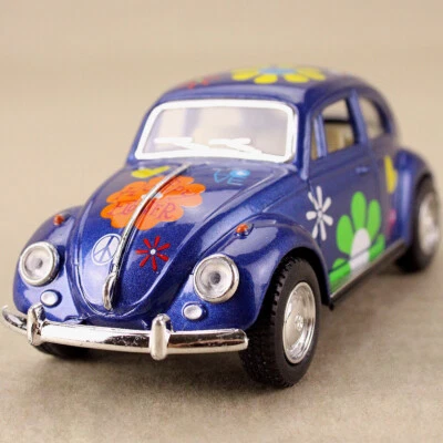 1967 Volkswagen Classical Beetle Blue Peace Flowers Decal 1:32 13cm Die-Cast OLP - image 1 of 4