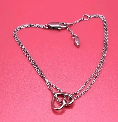 PULSERA CADENA CORAZÓN TONO PLATA FÓSIL Foto 1 de 4