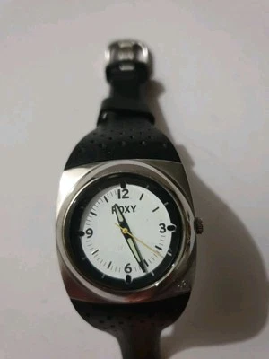 ROXY Winki Womens Watch 34mm Outdoors Silver Tone Black Silicone Strap ARW140BR - image 1 of 4