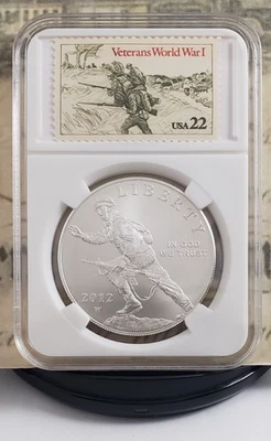 2012-W Infantry Soldier Commemorative Silver Dollar with U.S. Stamps - Nice! W1 - Image 1 of 4