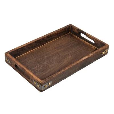 Wooden Vintage Style Wood Tray Wood Jewelry Tray Rectangular Solid wooden tray - Image 1 of 4