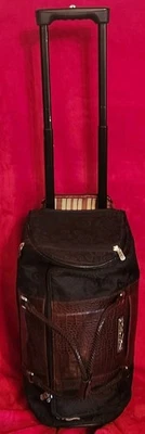 Brighton Luggage Black & Brown Leather 21” Rolling Wheeled Carry on Suitcase - Image 1 of 4