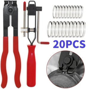 2Pc CV Joint Boot Clamp Pliers Ear Type Banding Cutter Plier w 10 Pairs of Clips - Foto 1 di 9