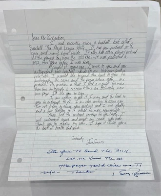 Lot of 8 Hand Written Letters Autographed Signed Baseball Legends, Names in Desc - Image 1 of 4
