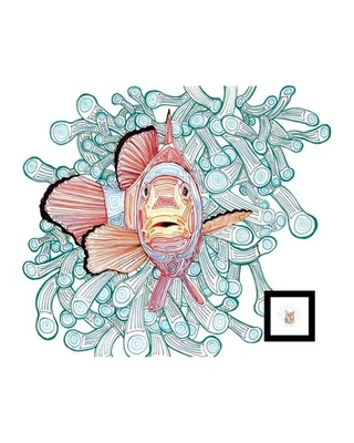 Payaso Pez Línea Arte Dibujo 5x7 Giclee Bellas Artes Impresión Sarah Hinzpeter  Foto 1 de 3