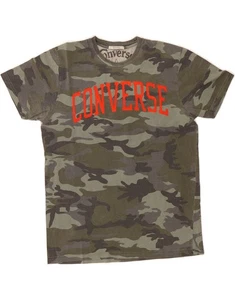 CONVERSE Mens Graphic T-Shirt Top Large Khaki Camouflage Cotton BB11 - Picture 1 of 4