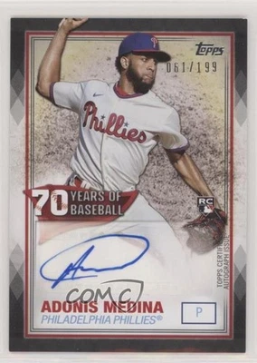 2021 Topps 70 Years of Baseball Series 2 Black /199 Adonis Medina Rookie Auto RC - Image 1 of 2