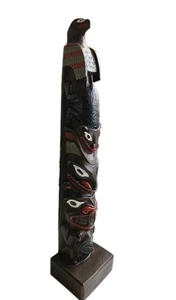 Vintage selten Nordwestküste Totempfahl Objekt geschnitzt Harz Signatur Boma 12,8" - Bild 1 von 12