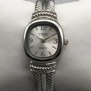 Embassy by Gruen Uhr Damen 23 mm silberfarben Klappmanschette neue Batterie - Bild 1 von 15