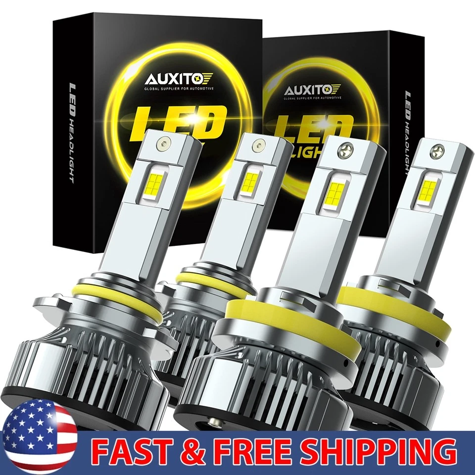 AUXITO Combo LED Headlight 9005 Bulbs H11 High Low Beam Super Bright White 2/4X - Image 1 of 4