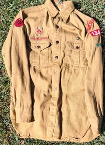 Vintage Pfadfinder Uniform, Pfeilorden Aufnäher, 40er Jahre? BSA Knöpfe - Bild 1 von 21