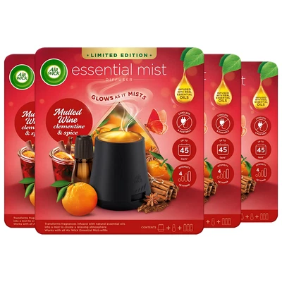 Air Wick Essential Mist Diffusor Glühwein Clementine & Gewürz leuchtet Nebel x4 - Bild 1 von 4