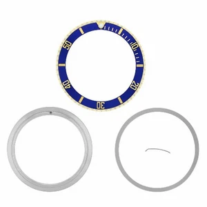 BEZEL & INSERT & RETAINING FOR ROLEX SUBMARINER SERTI 16613 16803 BLUE GOLD GP - Picture 1 of 4