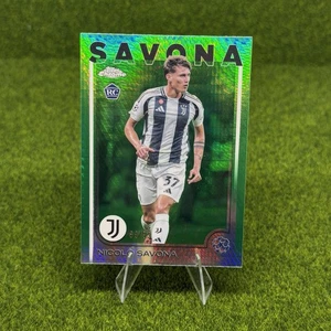 2024-25 Topps Chrome UEFA Nicolo Savona Green Prism Rookie RC SP /99 - Picture 1 of 2