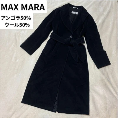 MAX MARA Max Mara Angora Wool Gown Coat Black Silver Tag - Image 1 of 4