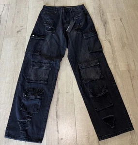 Rockstar Original Baggy Fit Jeans Cargo NWT Size 34 Black - Picture 1 of 7