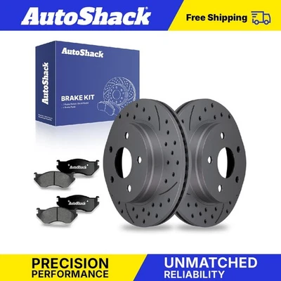 Front Drilled Slotted Brake Rotors Premium Ceramic Pads for Dodge Ram 1500 - Image 1 of 4