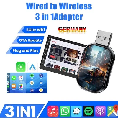 3 in1 WIFI Android Auto Wireless Carplay AIbox Adapter Converter Plug-and-Play - Bild 1 von 4