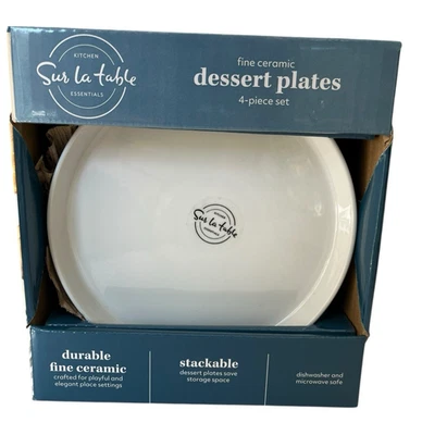 Juego de Mesa Sur La Nuevo/4 Platos Apilables Laterales de Ensalada de Postre Blanco Mínimo Moderno Foto 1 de 4