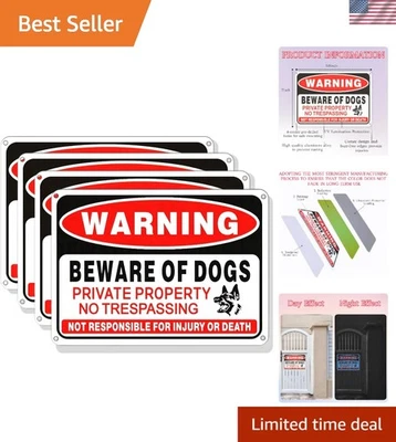 Знаки высокой видимости 10x7 остерегайтесь собак - алюминиевые предупреждения о вторжении - Изображение 1 из 4