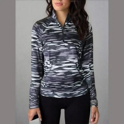 FILA Sport Gris Camuflaje Pull Over 1/4 Cremallera Canguro Bolsillo Mujer Pequeño Atlético Foto 1 de 4