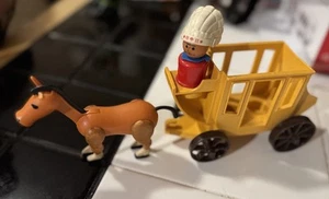 Vintage Fisher Price Little People Western Lot Stagecoach Indian Chief Horse - Picture 1 of 11
