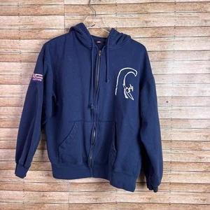 Vtg Quicksilver Hawaiian Flag Surf Wave Mens Med Full Zip Hooded Sweatshirt - Picture 1 of 7