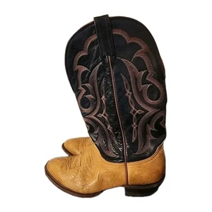 Nacona Leather Boots Western Cowboy Brown/Black Men's Size 9 EE - Picture 1 of 12