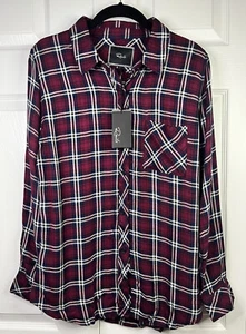 Rails Flannel Shirt Size Small Brand New Woman’s Red, White, Navy Blue Plaid Top - Picture 1 of 8