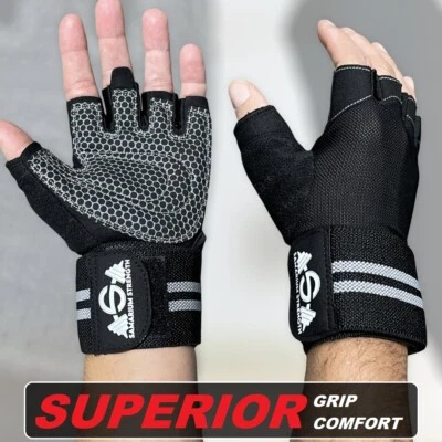 Guantes de fitness entrenamiento levantamiento de pesas gimnasio entrenamiento muñequeras correas hombres mujeres Foto 1 de 4