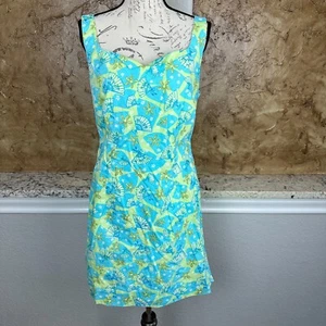 VTG Lilly Pulitzer Shift Dress Women 14 Fan Floral Geometric Sleeveless Lined - Picture 1 of 10