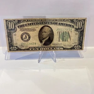 Series 1934C $10 Dollar Bill Federal Reserve Note (J66117063A) US Paper Currency - Picture 1 of 2