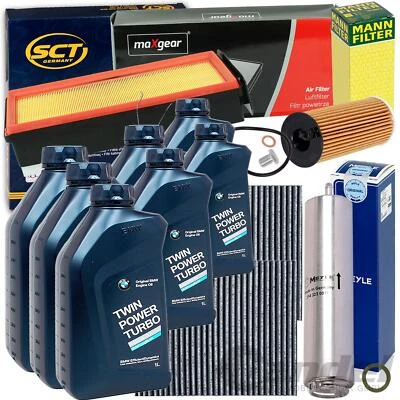 MANN-FILTER + WEITERE KIT TAGLIANDO + OLIO ORIGINALE 5W30 adatto per BMW Serie 5 F10 F11 F07 Serie 7 F01 Serie 6