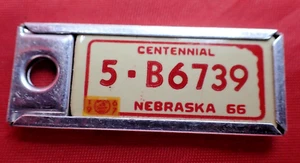 2 Vintage Disabled Veterans Mini License Plate Key Chain Ring Tag Nebraska - Picture 1 of 4