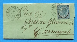 1866 VILLANUOVA-SOLARO doppio cerchio su c.20 su 15 del I° tipo (296398) - Imagen 1 de 2