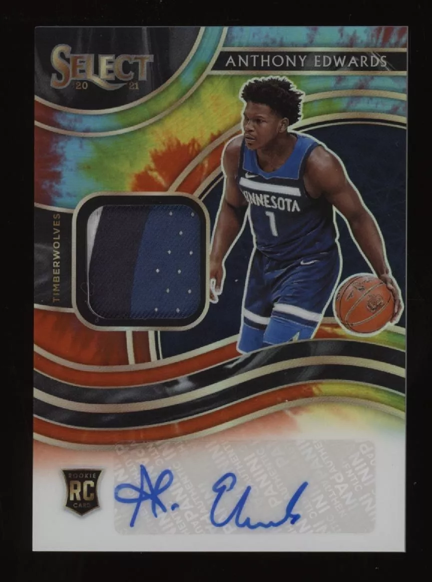 2020-21 Anthony Edwards Panini Select Tie Dye Patch Auto Rookie Rc #22/25 *NICE*