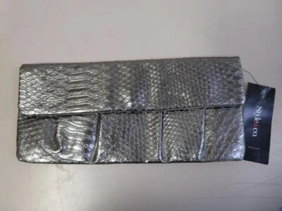 Style & Co Pewter Silver Brooke Metallic Evening Clutch Purse 11" x 5" - Image 1 of 4