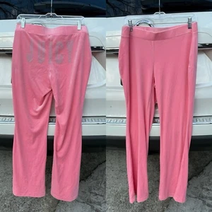 Pantalones deportivos Juicy Couture de terciopelo rosa acampanados talla mediana - Imagen 1 de 5