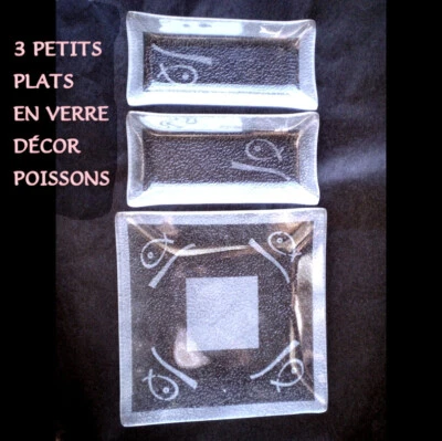 PETITS PLATS EN VERRE NEUFS DÉCOR POISSONS LIVRÉS A DOMICILE 48H EN COLISSIMO - Photo 1/4