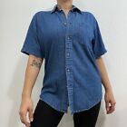 Town Craft Women?S S Blue Denim Button Down Top Collared 100% Cotton Shirt