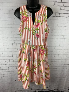 Vestido Everly para mujer rojo a rayas floral sin mangas ajuste retro y destello (DAR) - Imagen 1 de 8