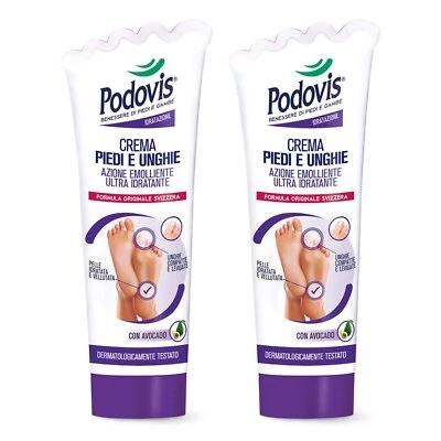 Podovis Crema Piedi e Unghie Idratante, Mantiene l'Elasticità, 2pz - Immagine 1 di 4