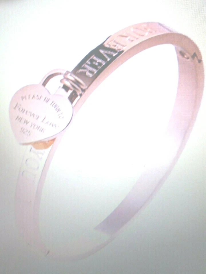 14K ROSE GOLD CLAD  DANGLE  CHARM  BANGLE BRACELET FITS SZ 6-7 + BONUS - Image 1 of 1