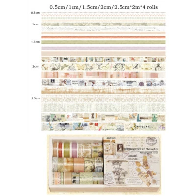 20 Rolls Vintage Plants Adhesive Washi Tape Junk Journals Scrapbooking Stickers - Image 1 of 4