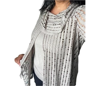 Ali Miles 2 pc Tank and Mesh Long Sleeve Top Large Grey Artsy Art To Wear - Picture 1 of 12