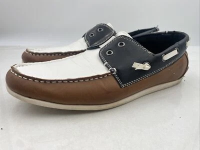 Steve Madden Zapatos Para Hombre Talla 8 BRIGGS Negro Blanco y Marrón Mocasines para Barco Foto 1 de 4